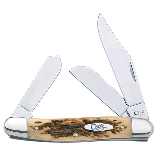 W R CASE & SONS CUTLERY CO 00128 Amber Bone Stainless Steel Stockman