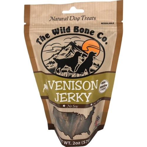 THE WILD BONE CO 1910.6 The Wild Bone Co. Natural Dog Treats - Venison Jerky 2.75-oz Resealable Bag