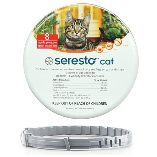 Flea and Tick Collar Seresto Solid Cat Flumethrin/Imidacloprid 0.44 oz