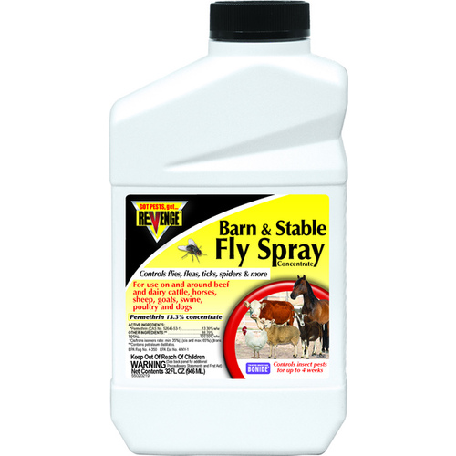 Barn and Stable Fly Spray, Liquid, Brown/Yellow, Mild Solvent, 12 qt