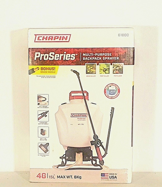 Chapin 61800 Pro Series Backpack Sprayer, 4 gal Tank, Poly Tank, 25 ft Horizontal, 23 ft Vertical Spray Range