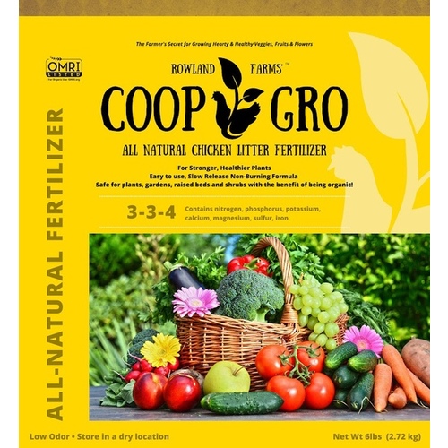 Coop Gro LLC PN0601 *Coop Gro is a Pelletized, OMRI-Certified Organic, All Natural, Non-Burning, Slow Release fertilizer.