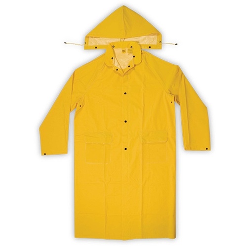CLC R105L CLIMATE GEAR Series Protective Coat, L, PVC, Yellow, Detachable Collar, Snap Front Closure