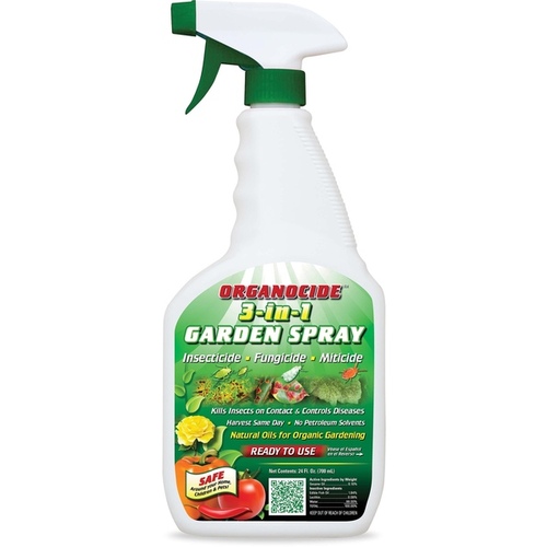 Organocide 100-004 Insect, Disease & Mite Control 3-in-1 Garden Spray Organic Liquid 24 oz