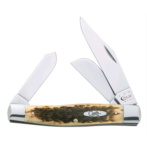 Case 00204 Pocket Knife Folding Large Stockman Amber Bone Amber Bone