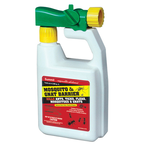 Summit 010-6 Mosquito and Gnat Barrier, Liquid, Slight Chemical, 32 oz Spray Bottle Translucent Yellow/White