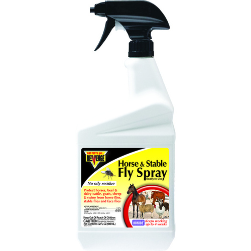 Horse and Stable Fly Spray, Liquid, Spray Application, 1 qt Opaque White