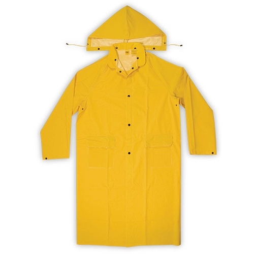 Hygrade RC300 Mens Yellow PVC Knee Length Rain Coat Sz Small