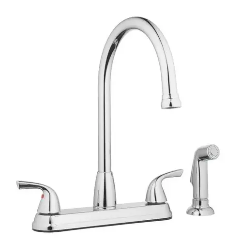 Homewerks Worldwide 21-K822-AVD 8 in. Kitchen Faucet with Gooseneck Spout and Sprayer - Chrome