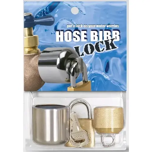 Hose Bibb Lock with Padlock 3/4" Hose T MPT Anti-Siphon Brass Chrome Plated