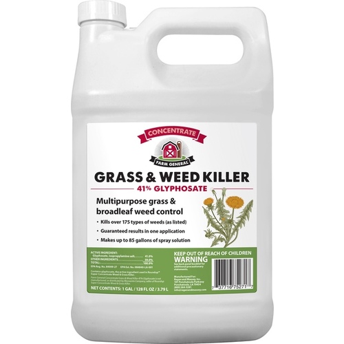 Farm General 75271 Glyphosate Grass and Weed Killer, Liquid, Clear/Viscous Green/Yellow, 1 gal