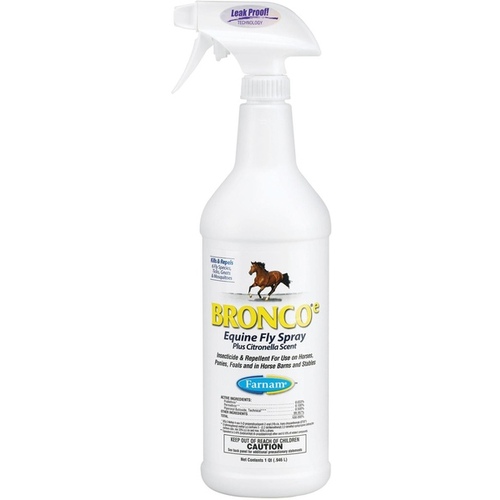 Bronco Fly Spray, Liquid, Clear, Citronella, 32 oz Bottle