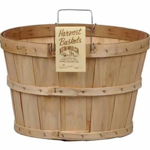 Ken Mulch - Wood Baskets 14333163 Bushel Basket with 2 Wire Handles - Full Size