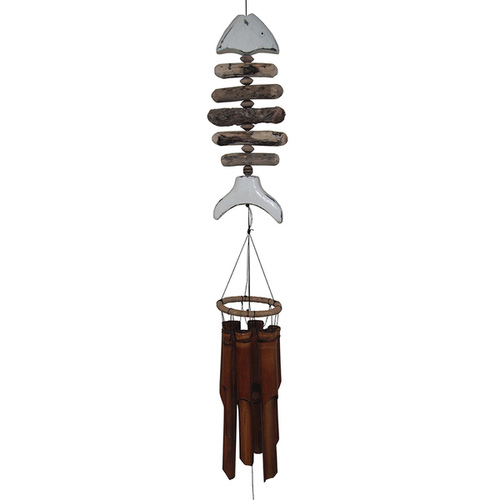 Cohasset Gifts & Garden Inc 109W White Tail Bone Fish Bamboo Wind Chime