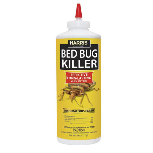 Harris HDE-8 Bed Bug Killer, Powder, Spray Application, 8 oz Bottle White