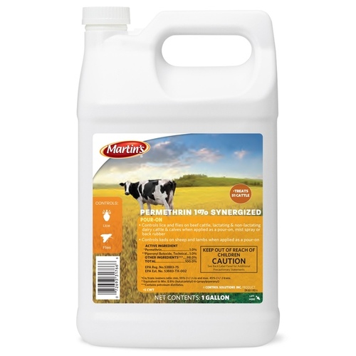 Pour-On Insecticide, Liquid, Light Amber, Mild Hydrocarbon, 1 gal - pack of 6