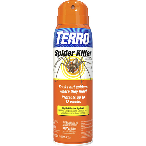 Spider Killer, Liquid, Around Doors, Around Windows, Behind Appliances, Patios, 16 oz Aerosol Off-White