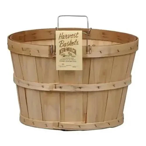 Ken Mulch - Wood Baskets 14333162-XCP12 Bushel Basket with Bale Handle and Color Banding - Half Size - pack of 12