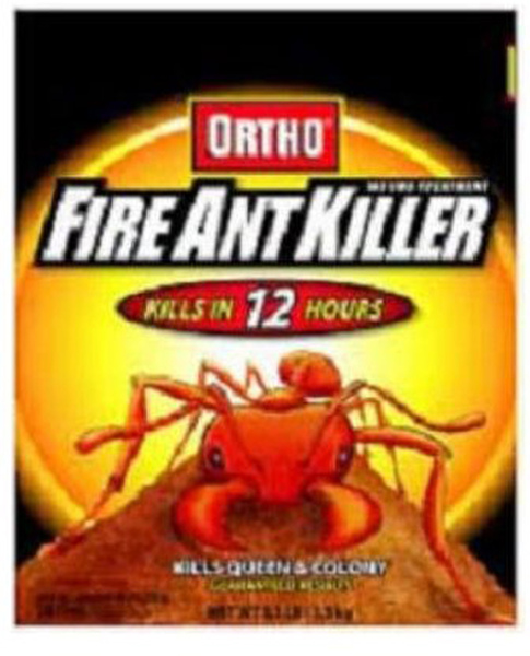 Ortho 0205506 Fire Ant Killer-Mount Treatment, Granular, Flower Gardens, Ornamentals, Residential Lawns, 3 lb Bag Brown