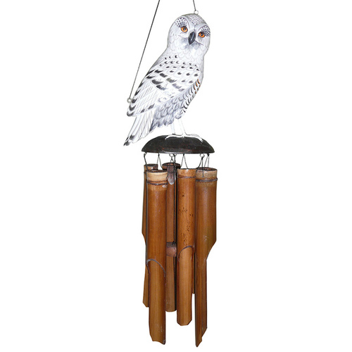 Cohasset Gifts & Garden Inc 175SO Snow Owl Bamboo Wind Chime