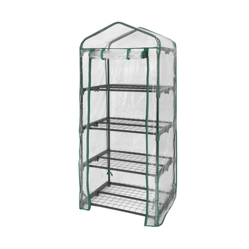 Miracle-Gro 70524 Mini Greenhouse, Steel Frame, 4 Mesh Shelves, Clear Cover, 23 x 17 x 57 In. High