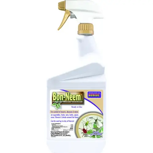 Bon-Neem II Insecticide, Liquid, Spray Application, Indoor, 1 qt Creamy White