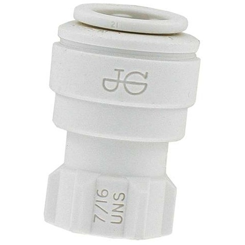 Tube Adapter, 3/8 in x 7/16-24, UNS Thread, Polypropylene, 150 psi Pressure