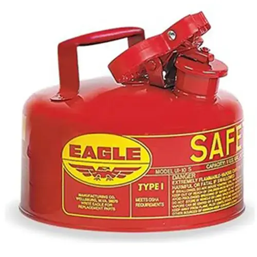 Red Galvanized Steel Self-Closing 1 gal Safety Can - 8" Height - 9" Overall Diameter