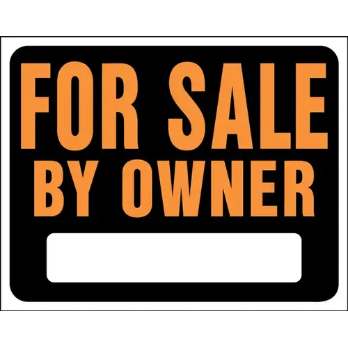 Hy-Glo Series Jumbo Identification Sign, For Sale By Owner, Fluorescent Orange Legend, Plastic