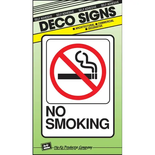 SIGN NO SMOKING 5X7IN PLASTIC - pack of 5