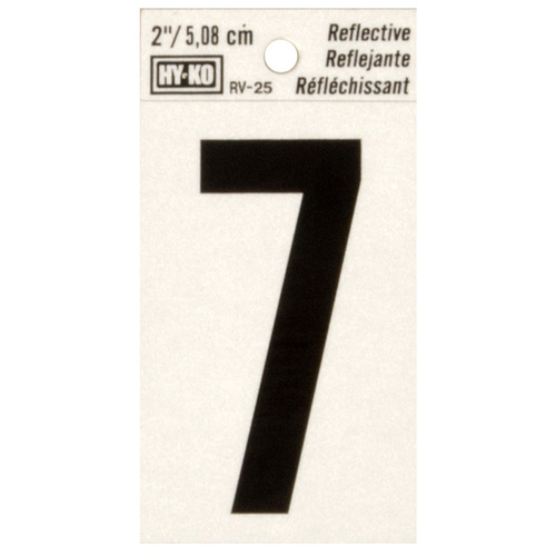 Reflective Sign, Character: 7, 2 in H Character, Black Character, Silver Background, Vinyl