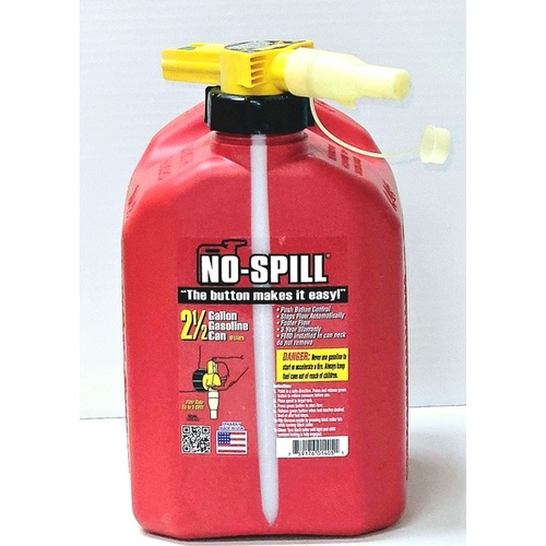 Gas Can, 2.5 gal Capacity, Plastic, Red