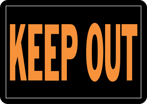 Hy-Ko 807 Hy-Glo Series Identification Sign, Rectangular, KEEP OUT, Fluorescent Orange Legend, Black Background