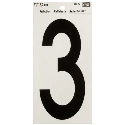 Numbering Reflective Vinyl 5" (#3) - Black on Silver