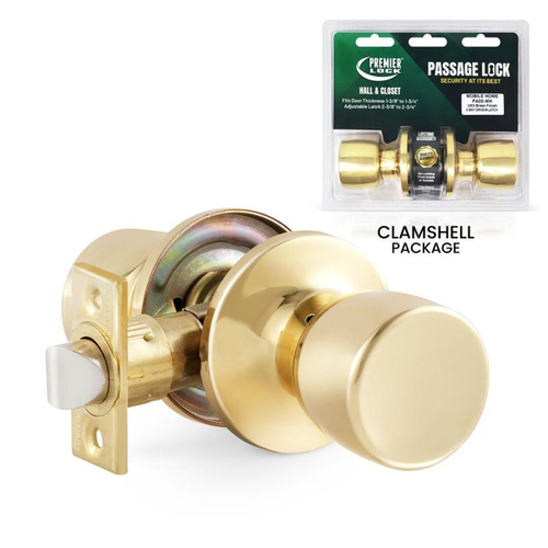 Grip Tight Tools PA05-MH Grip Tight Tools Mobile Home Passage Lockset - Brass Finish - Tulip Style