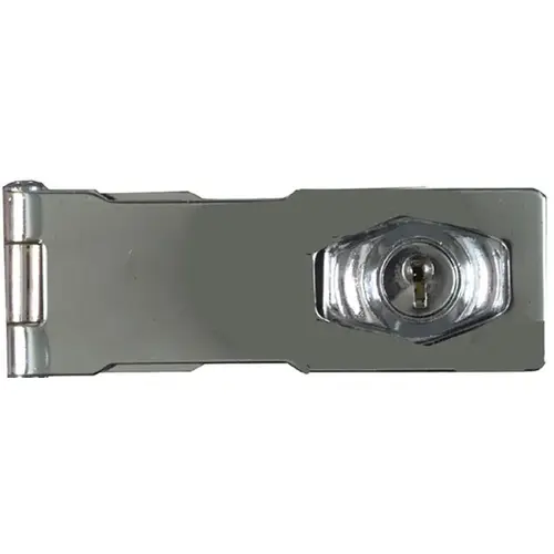 V827 Series Hasp Lock, 4-1/2 in L, Brass/Steel, Chrome