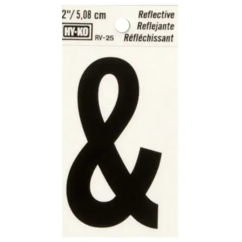 Special Character 2" Reflective Black Vinyl Self-Adhesive Ampersand - pack of 10