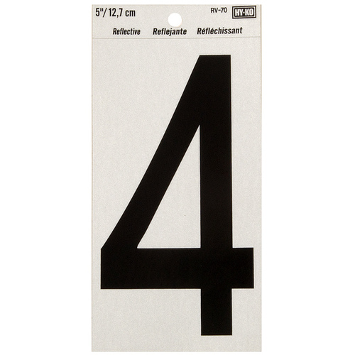 Numbering Reflective Vinyl 5" (#4) - Black on Silver