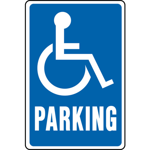 Traffic Sign, Rectangular, PARKING ONLY, White Legend, Blue Background, Aluminum