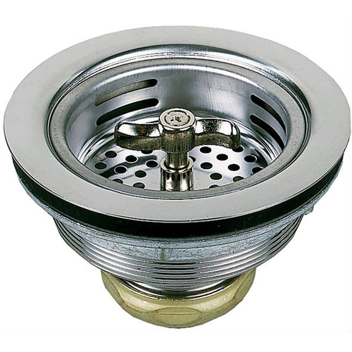 Twist Lock Sink Basket Strainer 3-1/2" D Chrome Stainless Steel Silver Chrome