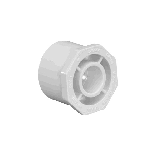 Reducing Bushing, 2 x 1 in, Spigot x Slip, PVC, White, SCH 40 Schedule