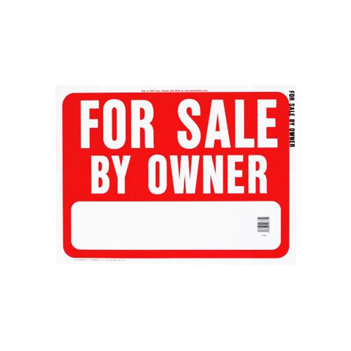 Real Estate Sign, For Sale By Owner, White Legend, Plastic, 24 in W x 18 in H Dimensions - pack of 5