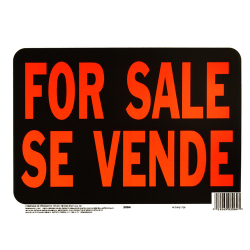 Hy-Glo Series Identification Sign, For Sale Se Vende, Fluorescent Orange Legend, Plastic