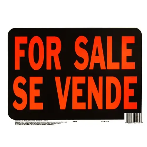 Hy-Glo Series Identification Sign, For Sale Se Vende, Fluorescent Orange Legend, Plastic - pack of 10