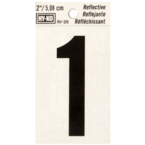 Reflective Sign, Character: 1, 2 in H Character, Black Character, Silver Background, Vinyl - pack of 10