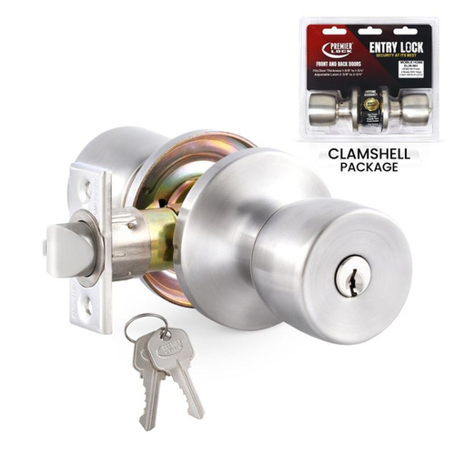 Grip Tight Tools Mobile Home Entry Lockset- Stainless Steel Finish - Tulip Style