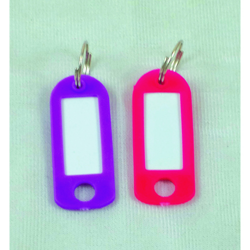 Key Labels Plastic 2" x 7/8" with Key Ring Assorted Colors