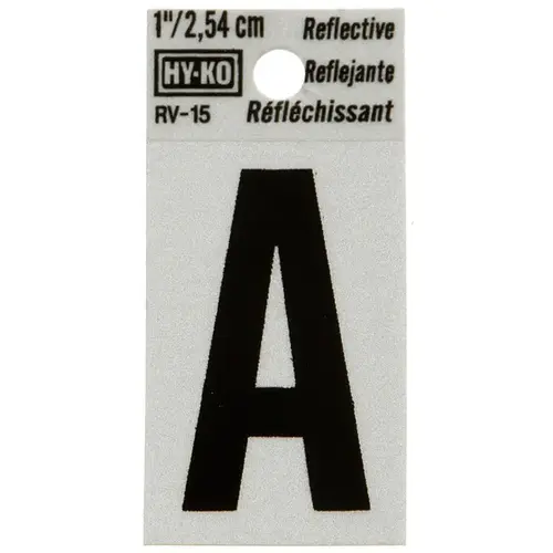 Reflective Letter, Character: A, 1 in H Character, Black Character, Silver Background, Vinyl