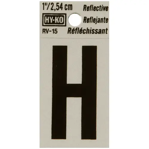 Reflective Letter, Character: H, 1 in H Character, Black Character, Silver Background, Vinyl