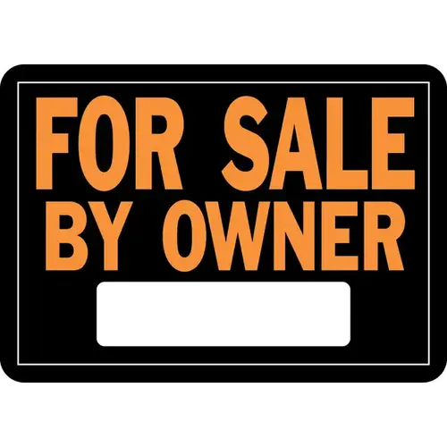 "For Sale By Owner" Sign, Hy-Glo Orange & Black Aluminum, 10 x 14-In.